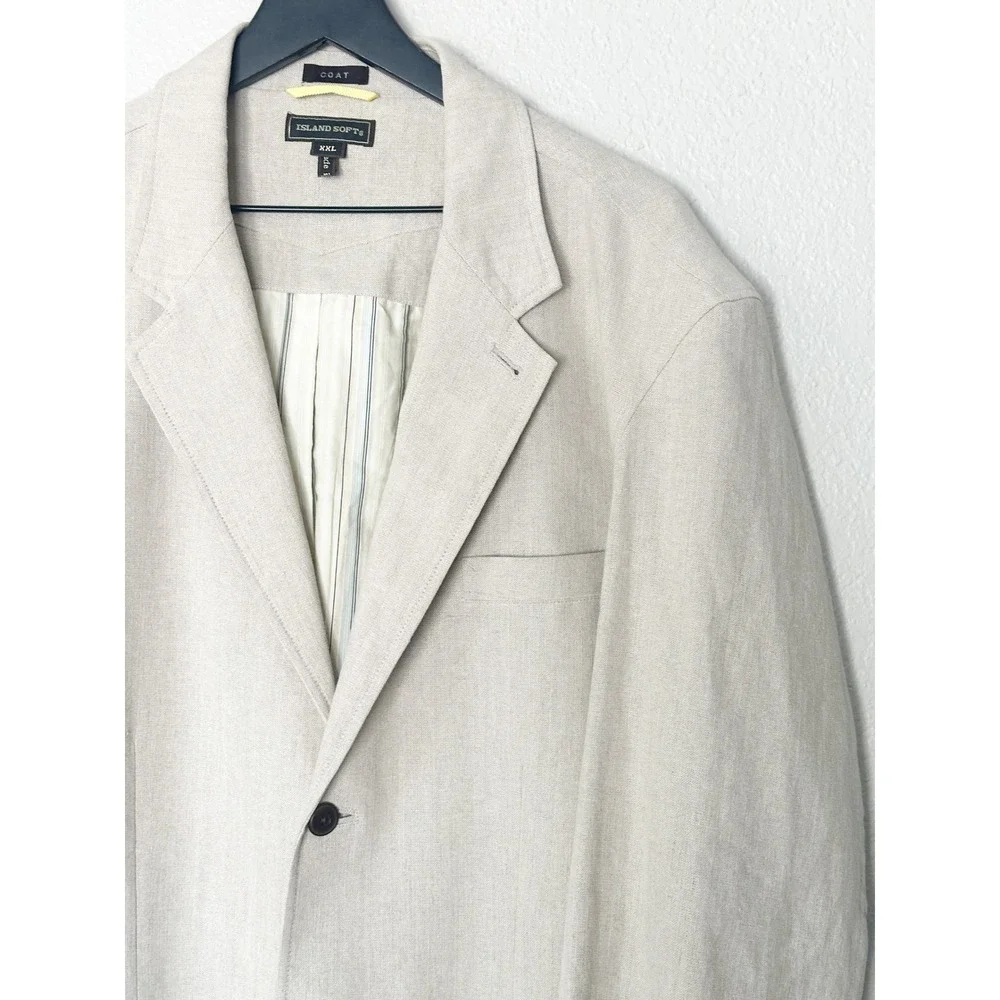 Tommy Bahama Island Soft Mens XXL Linen Blend Blazer Sport Coat Neutral 2 Button
